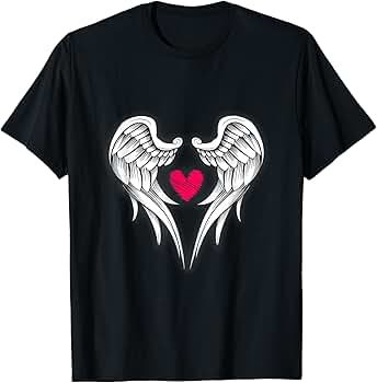 Amazon.com: Angel Wings T-Shirt with Just Wings and Heart T